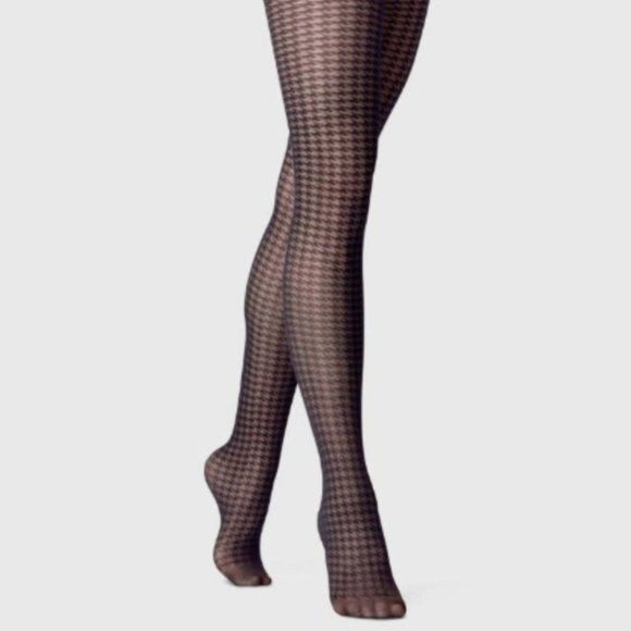 2 pairs Ebony houndstooth check fashion tights, NWT A New Day